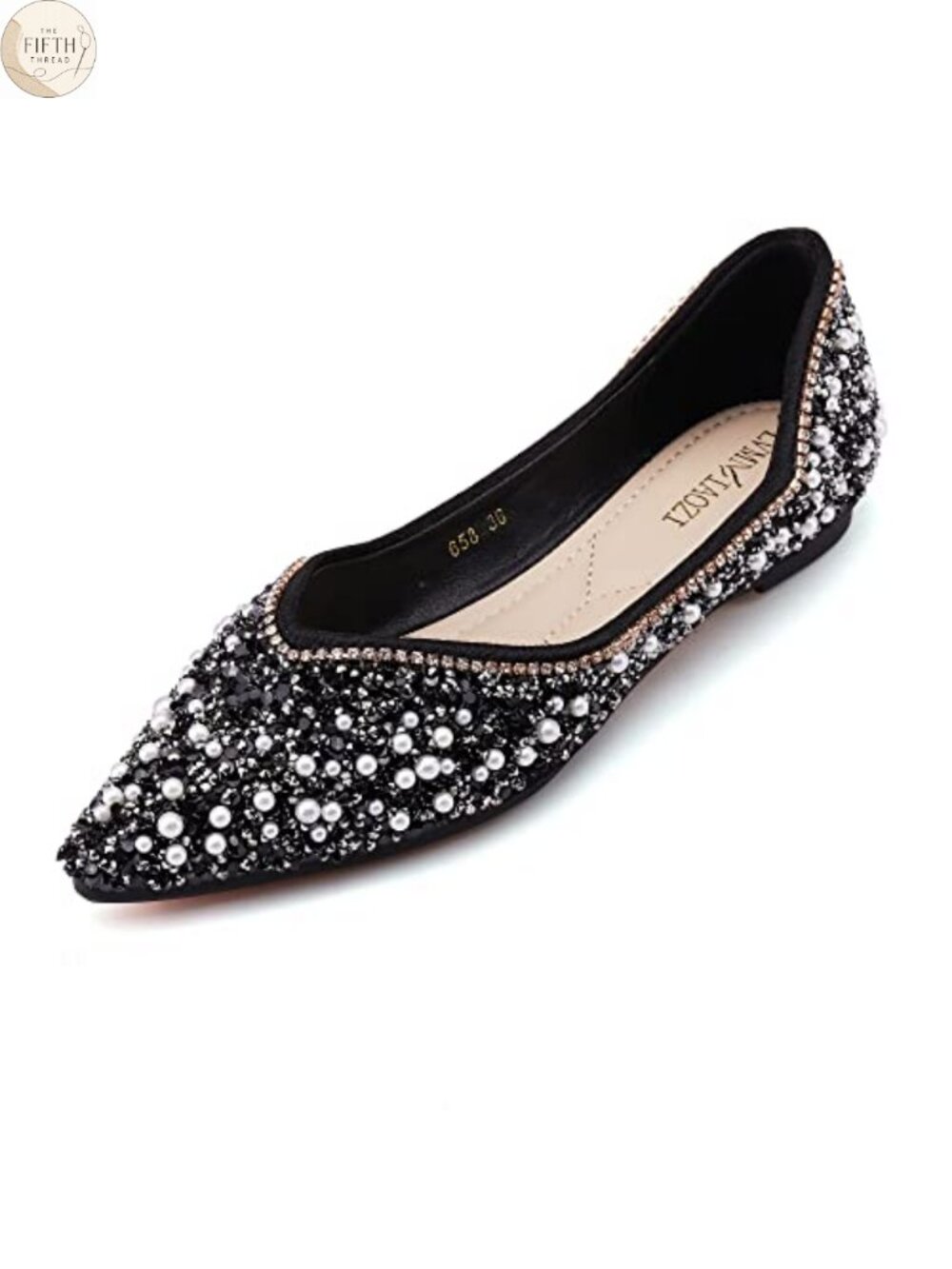 Rhinestone Pointed Toe Flats Memory Foam Wedding Dress Shoes